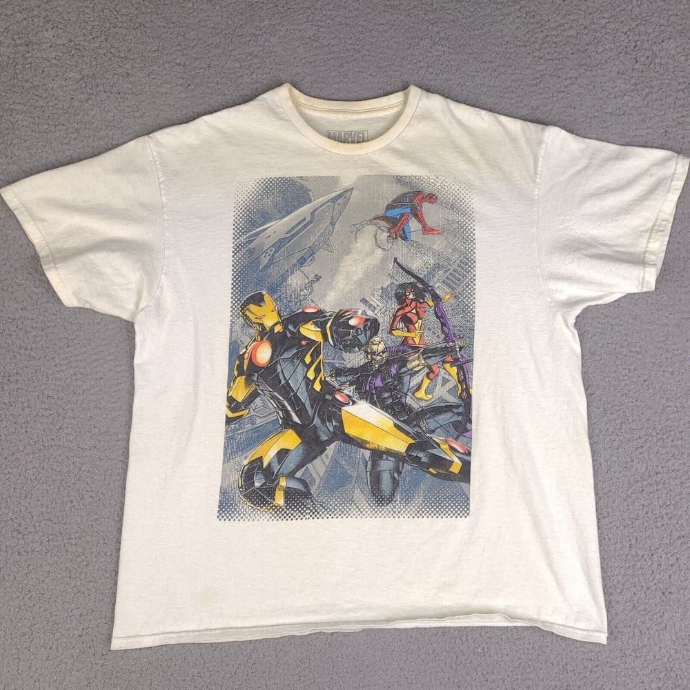 Marvel T-Shirt Mens XL Spiderman Ironman Super‎ Heros